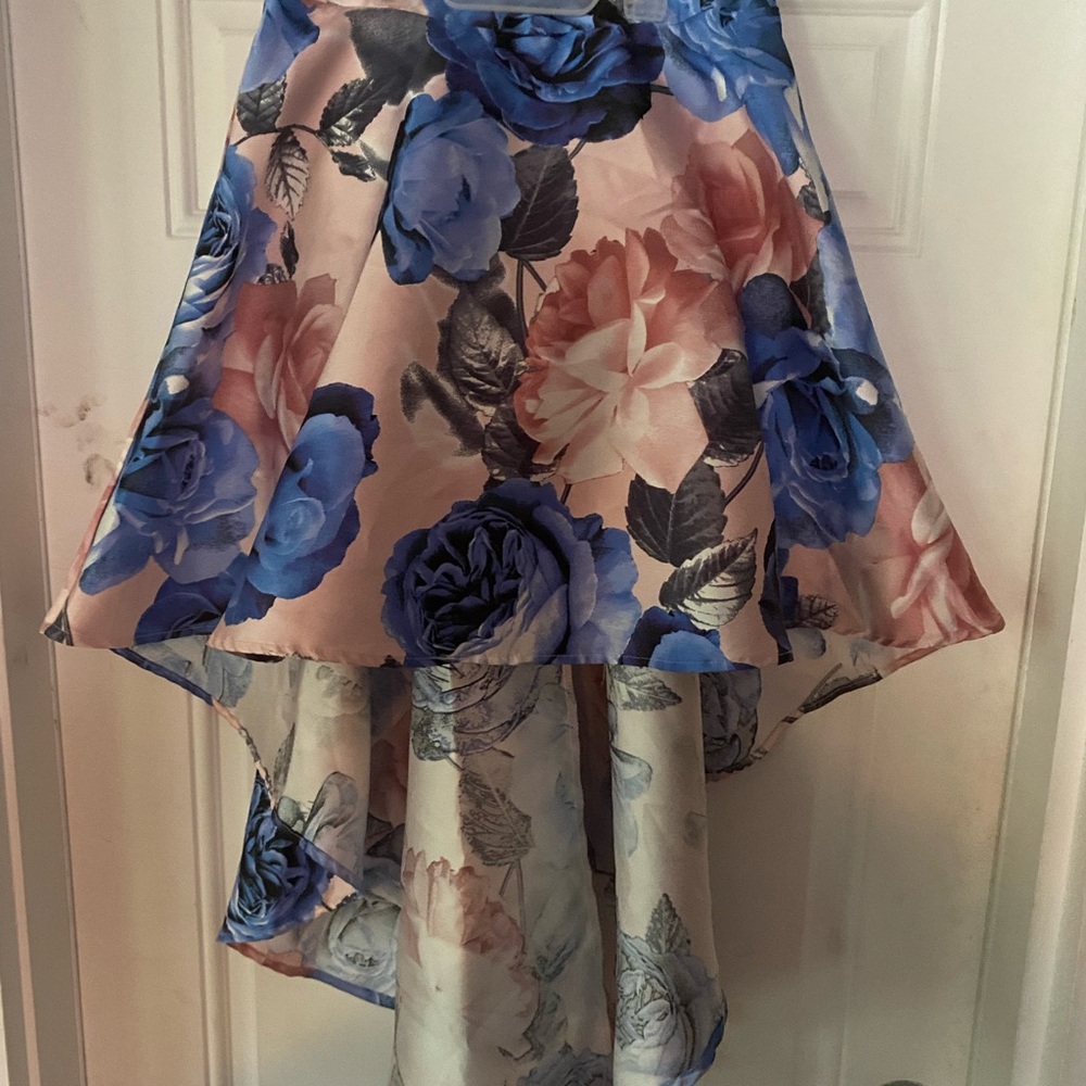 Speechless Blue and Pink A-Line High-Low Midi Skirt